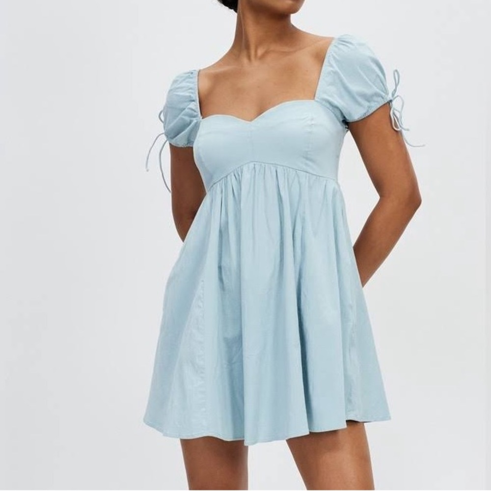 Abercrombie Tie Puff Sleeve Bow Babydoll Dress - Picture 3 of 7